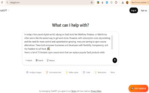 Sidekick AI  from Chrome web store to be run with OffiDocs Chromium online
