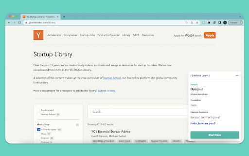 Sidekick Learn  from Chrome web store to be run with OffiDocs Chromium online