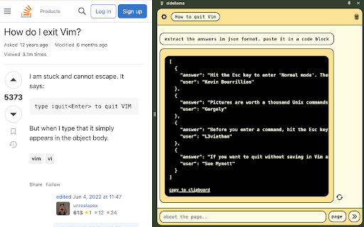 sidellama  from Chrome web store to be run with OffiDocs Chromium online