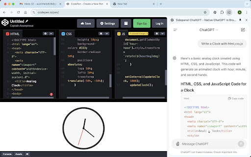 Sidepanel ChatGPT Native ChatGPT in Browser Sidepanel  from Chrome web store to be run with OffiDocs Chromium online