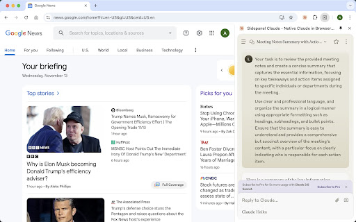 Sidepanel Claude Native Claude in Browser Sidepanel  from Chrome web store to be run with OffiDocs Chromium online