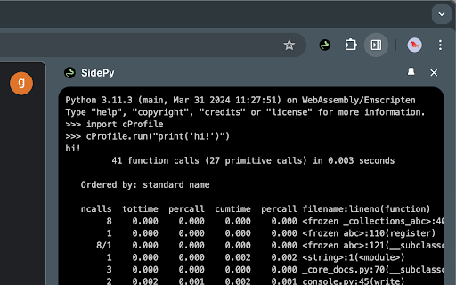 SidePy  from Chrome web store to be run with OffiDocs Chromium online