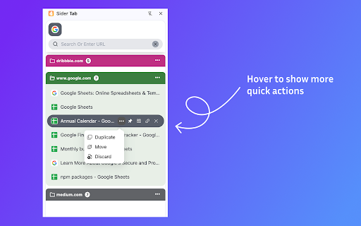 Sider Tab Efficient Sidebar Tab Management Tool  from Chrome web store to be run with OffiDocs Chromium online