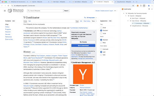 SideTreeTab  from Chrome web store to be run with OffiDocs Chromium online
