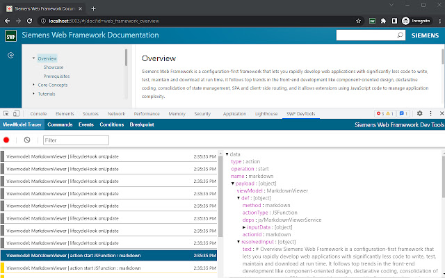 Siemens Web Framework DevTools  from Chrome web store to be run with OffiDocs Chromium online