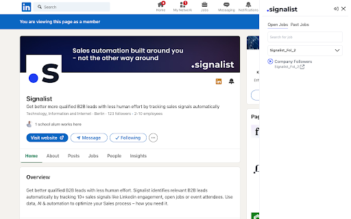Signalist  from Chrome web store to be run with OffiDocs Chromium online