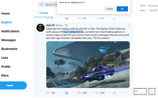 Silence Twitter  from Chrome web store to be run with OffiDocs Chromium online