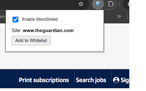 SilentShield  from Chrome web store to be run with OffiDocs Chromium online