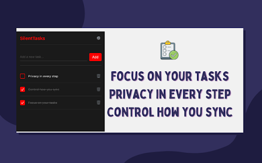 SilentTasks – A Private Todo List  from Chrome web store to be run with OffiDocs Chromium online