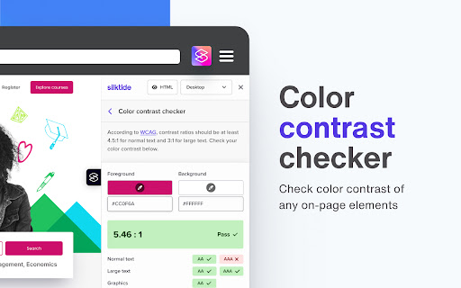 Silktide Accessibility Checker  from Chrome web store to be run with OffiDocs Chromium online
