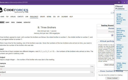 Similar Codeforces Problem  from Chrome web store to be run with OffiDocs Chromium online