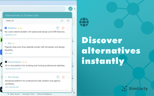 Similarly Find similar sites  pages  from Chrome web store to be run with OffiDocs Chromium online