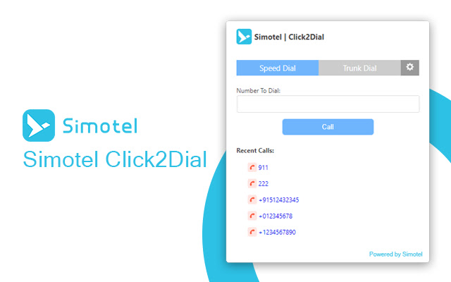 Simotel Click2dial chrome extension  from Chrome web store to be run with OffiDocs Chromium online