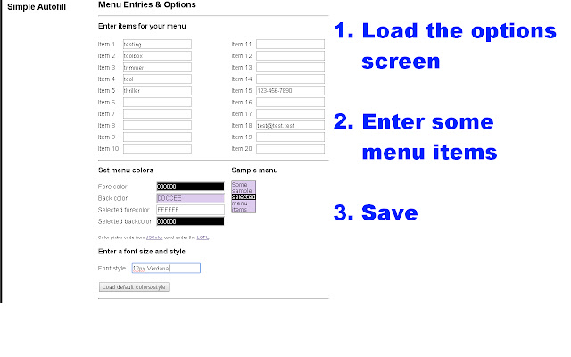 Simple Autofill  from Chrome web store to be run with OffiDocs Chromium online