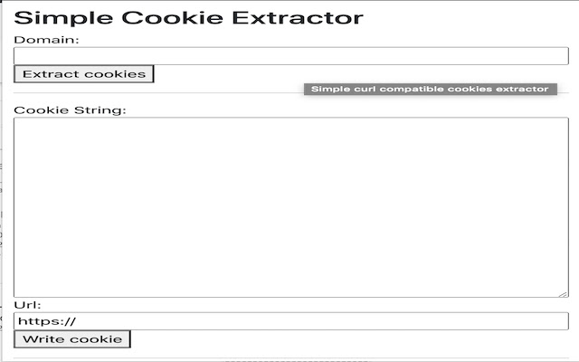 Simple curl compatible cookies extractor  from Chrome web store to be run with OffiDocs Chromium online