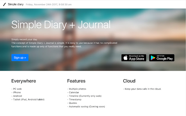 Simple Diary + Journal  from Chrome web store to be run with OffiDocs Chromium online