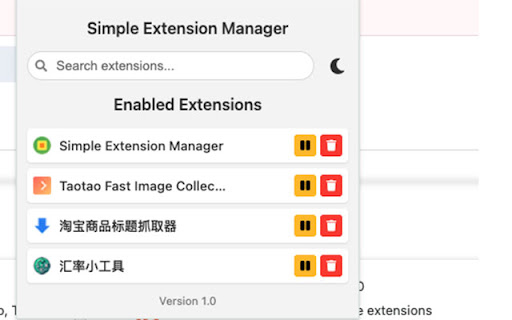 Simple Extension Manager  from Chrome web store to be run with OffiDocs Chromium online