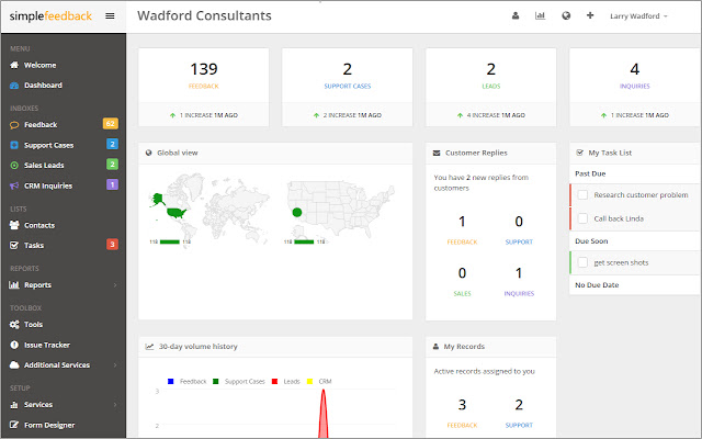 SimpleFeedback CRM Services  from Chrome web store to be run with OffiDocs Chromium online