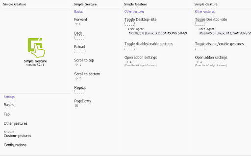 Simple Gesture  from Chrome web store to be run with OffiDocs Chromium online