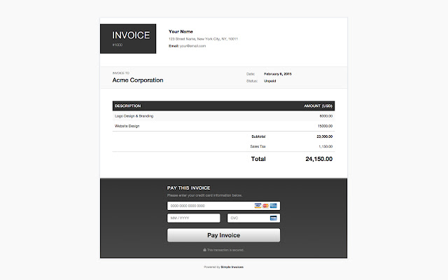 Simple Invoices  from Chrome web store to be run with OffiDocs Chromium online