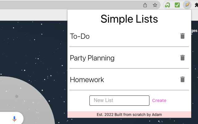 Simple Lists  from Chrome web store to be run with OffiDocs Chromium online