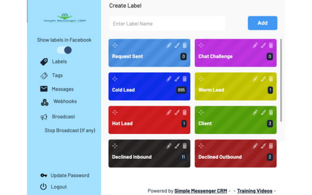 Simple Messenger CRM  from Chrome web store to be run with OffiDocs Chromium online