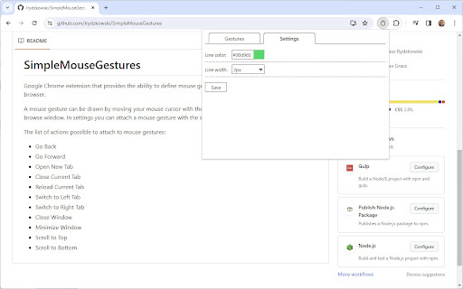 Simple Mouse Gestures  from Chrome web store to be run with OffiDocs Chromium online