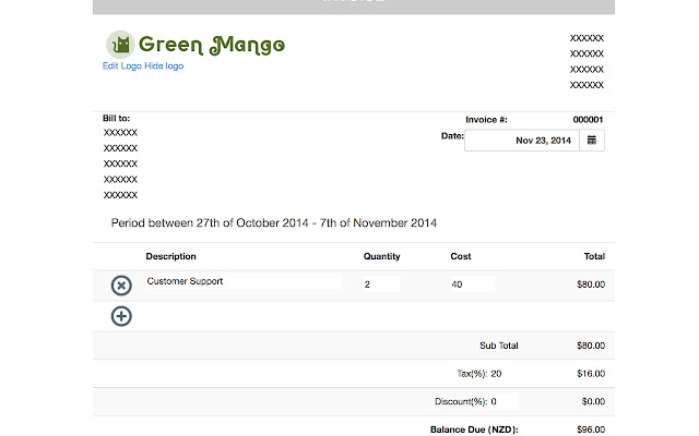Simple Online Invoice  from Chrome web store to be run with OffiDocs Chromium online