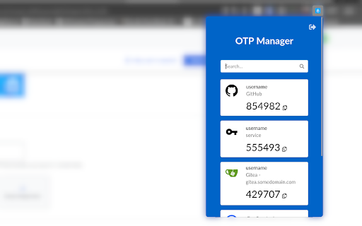 Simple OTP Manager Browser Extension  from Chrome web store to be run with OffiDocs Chromium online