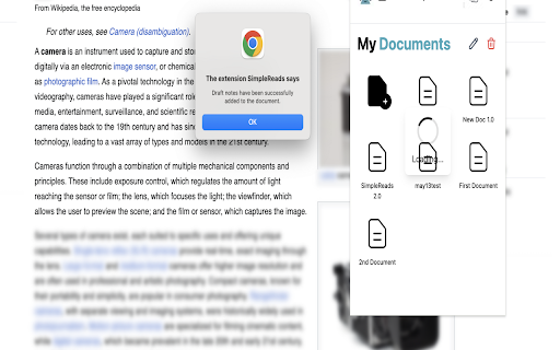SimpleReads  from Chrome web store to be run with OffiDocs Chromium online