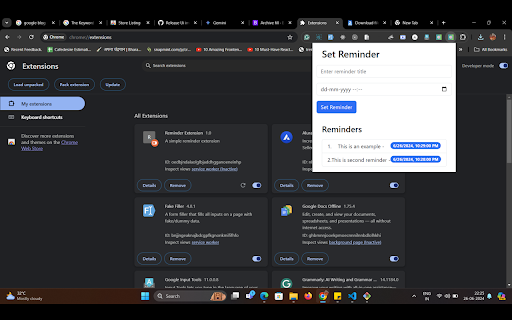 Simple Reminder Multilingual  from Chrome web store to be run with OffiDocs Chromium online