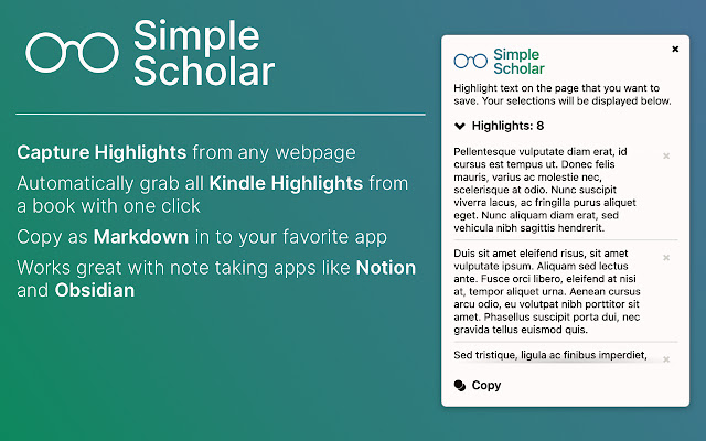 Simple Scholar  from Chrome web store to be run with OffiDocs Chromium online