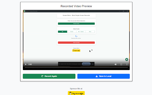 Simple Screen Recorder  from Chrome web store to be run with OffiDocs Chromium online