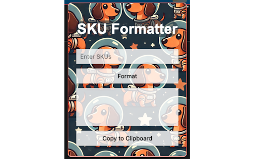 Simple SKU Formatter from Chrome web store to be run with OffiDocs Chromium online Simple SKU Formatter from Chrome web store to be run with OffiDocs Chromium online
