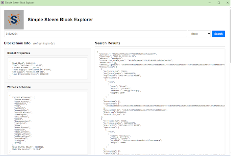 Simple Steem Block Explorer  from Chrome web store to be run with OffiDocs Chromium online
