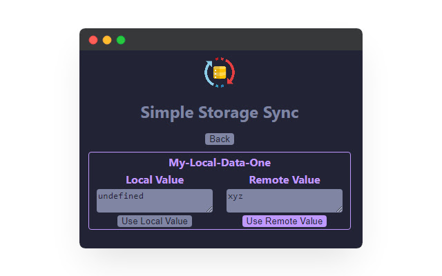Simple Storage Sync  from Chrome web store to be run with OffiDocs Chromium online
