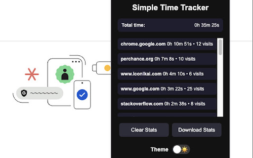 Simple Time Tracker  from Chrome web store to be run with OffiDocs Chromium online