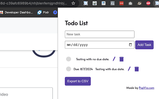 Simple To Do Extension  from Chrome web store to be run with OffiDocs Chromium online