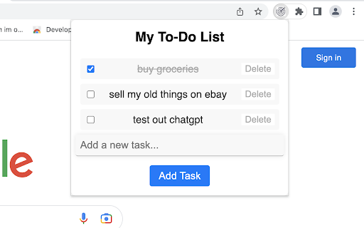 simple to use to do list  from Chrome web store to be run with OffiDocs Chromium online