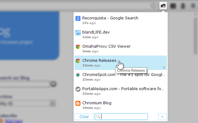 SimpleUndoClose  from Chrome web store to be run with OffiDocs Chromium online