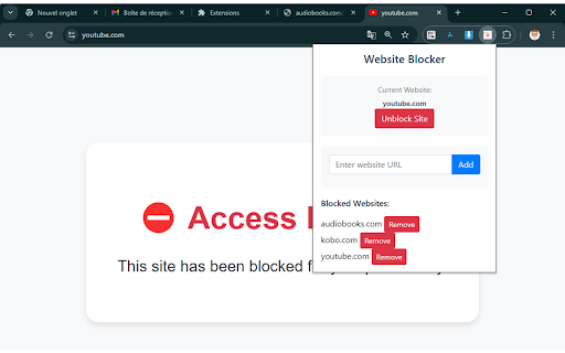 Simple Website Blocker  from Chrome web store to be run with OffiDocs Chromium online