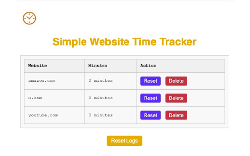Simple Website Time Tracker  from Chrome web store to be run with OffiDocs Chromium online
