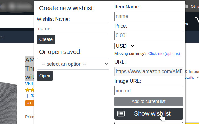 SimpleWishlist  from Chrome web store to be run with OffiDocs Chromium online