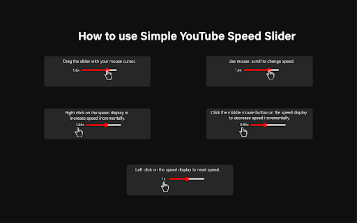 Simple Youtube Speed Slider  from Chrome web store to be run with OffiDocs Chromium online