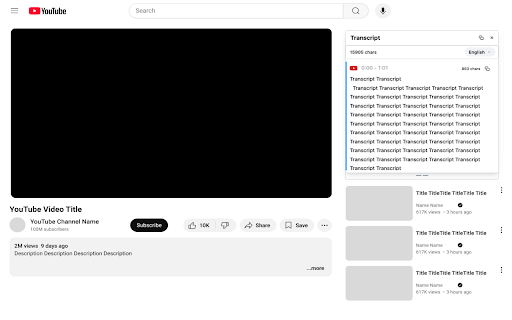 Simple YouTube Transcript  from Chrome web store to be run with OffiDocs Chromium online