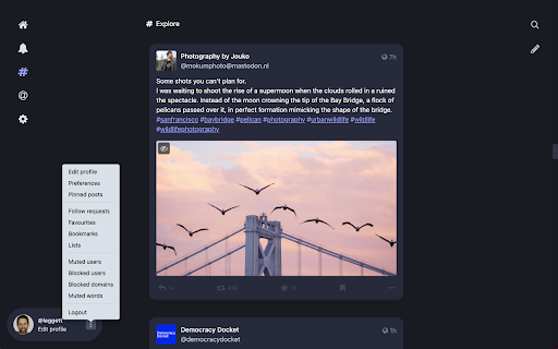 Simplify Mastodon  from Chrome web store to be run with OffiDocs Chromium online