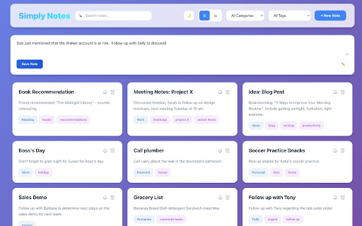 Simply Notes  from Chrome web store to be run with OffiDocs Chromium online