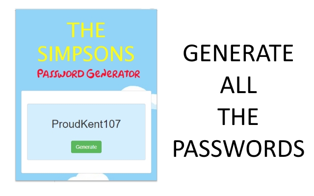 SimpsonsPass Password Generator  from Chrome web store to be run with OffiDocs Chromium online