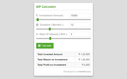 SIP Calculator  from Chrome web store to be run with OffiDocs Chromium online