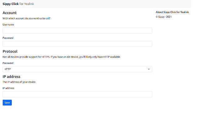 Sippy Click for Yealink from Chrome web store to be run with OffiDocs Chromium online Sippy Click for Yealink from Chrome web store to be run with OffiDocs Chromium online